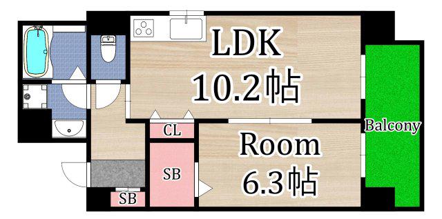 ノーベル都島(1LDK/4階)の間取り写真
