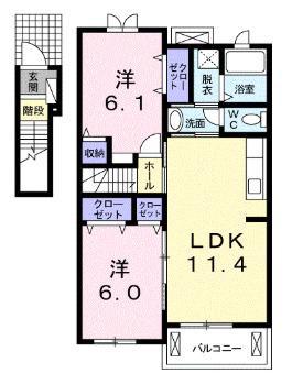 フレーズ・B(2LDK/2階)の間取り写真