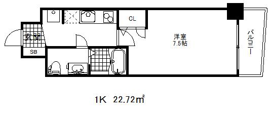 セレニテ三宮(1K/7階)の間取り写真