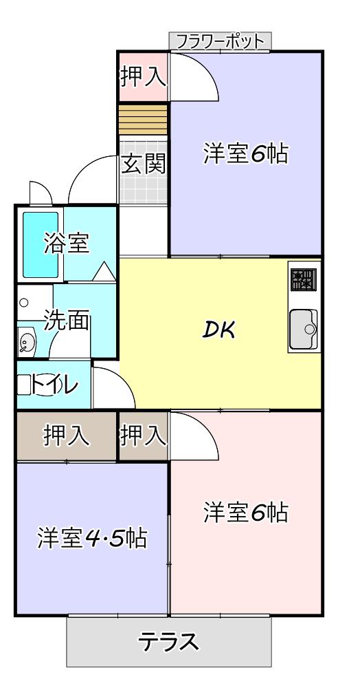 アルフィーII(3DK/1階)の間取り写真