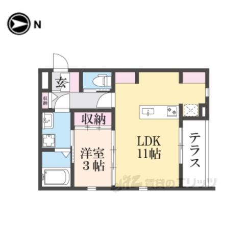 天理アパート(1LDK/1階)の間取り写真