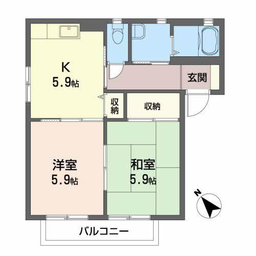 シンフォニー桃(2K/1階)の間取り写真