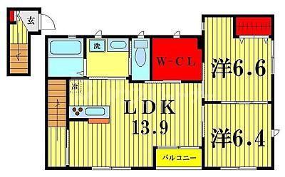 フィカーサ(2LDK/2階)の間取り写真