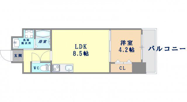 グランパシフィック帝塚山INNOVATION(1LDK/9階)の間取り写真