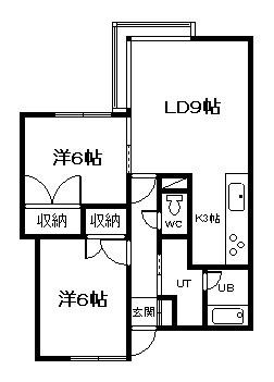 カサブランカ(2LDK/2階)の間取り写真