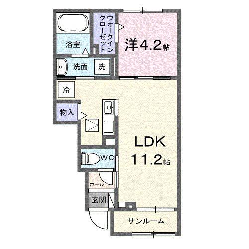 ミモザ・グレイス(1LDK/1階)の間取り写真