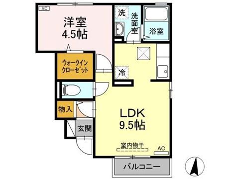 グランシャトーA(1LDK/1階)の間取り写真