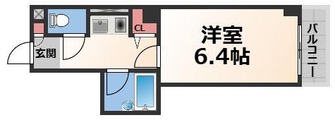 ビラ菱屋西(1K/3階)の間取り写真