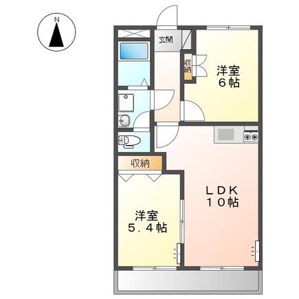 アメニティーハイツ2(2LDK/2階)の間取り写真