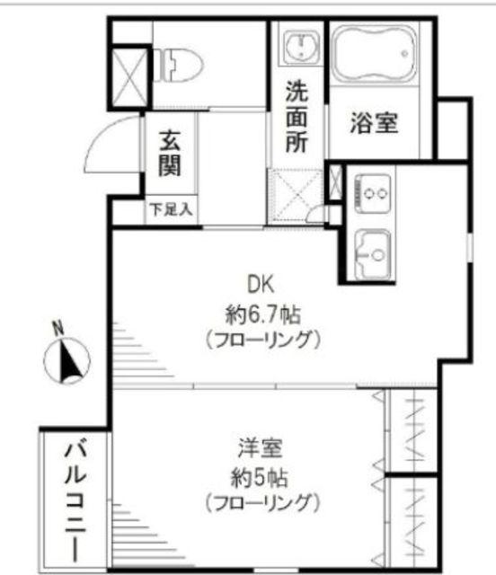 リベルタ東新宿(1DK/4階)の間取り写真