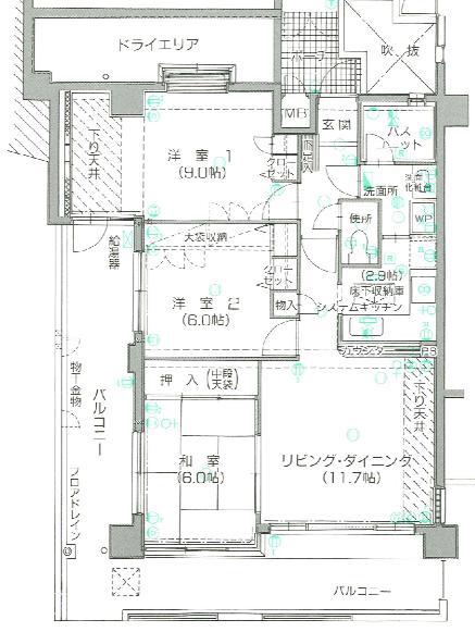 サンビルダー城ノ下(3LDK/1階)の間取り写真