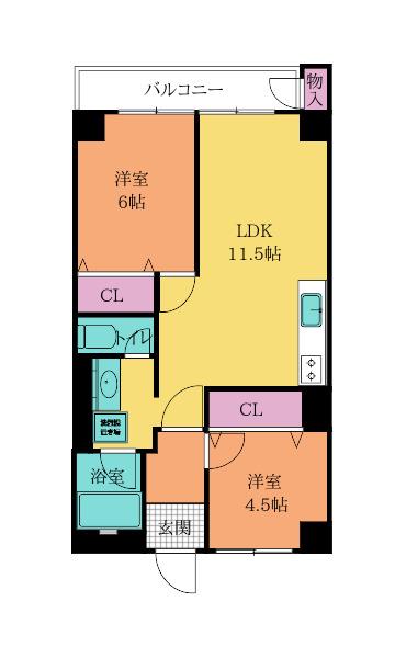 第五共立ビル(2LDK/7階)の間取り写真