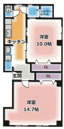 築島ビル(2K/2階)の間取り写真