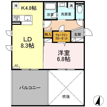 グレースコート大和(1LDK/3階)の間取り写真
