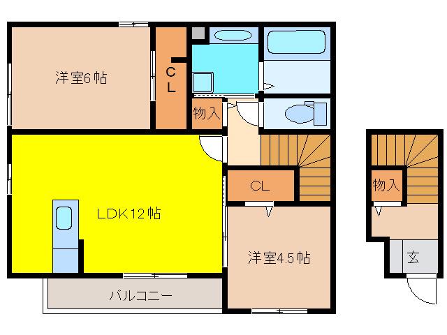 イルマーレII(2LDK/2階)の間取り写真