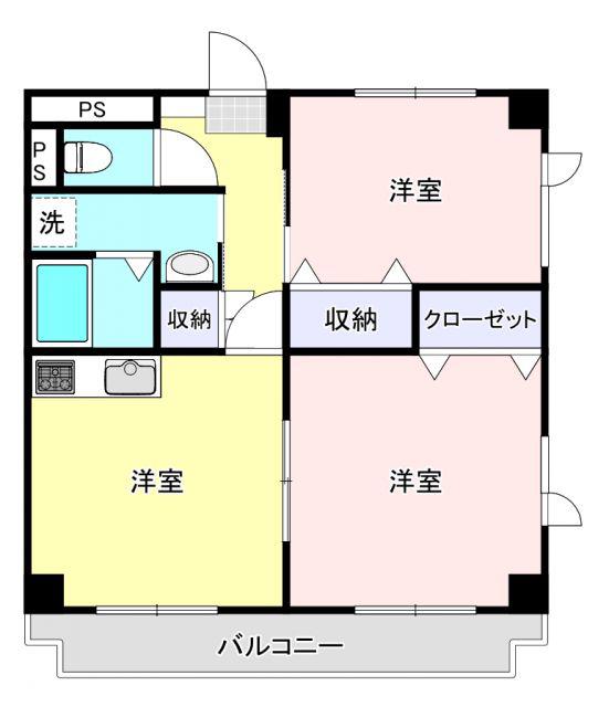 グランドール(2DK/1階)の間取り写真
