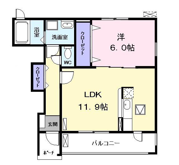 ジェットプレイス(1LDK/1階)の間取り写真