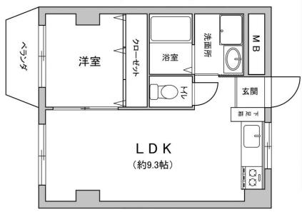 ホリオマンション(1LDK/3階)の間取り写真