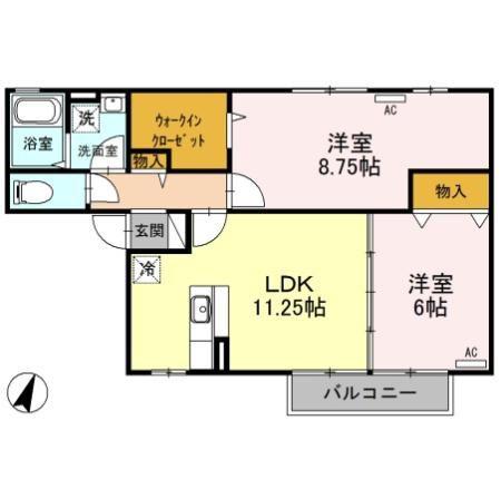 サンスクエア(2LDK/2階)の間取り写真