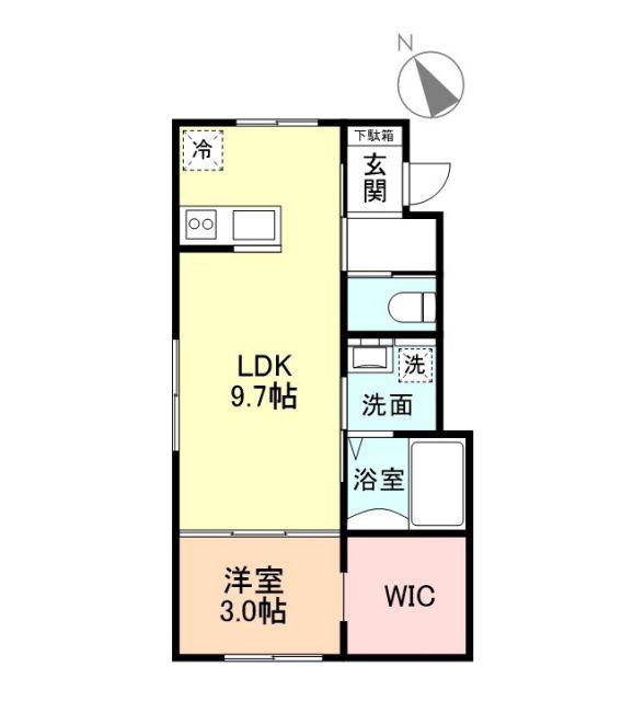 NEO 五福 A棟(1LDK/2階)の間取り写真