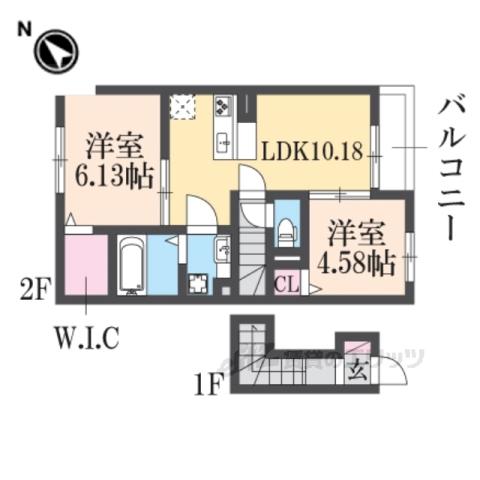 秀豊4号館(2LDK/2階)の間取り写真