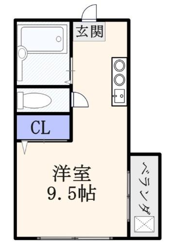 阿部ハイム(ワンルーム/2階)の間取り写真