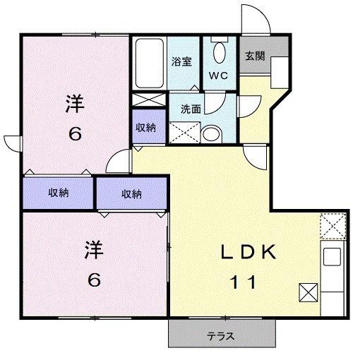 アメニティハイツ D(2LDK/1階)の間取り写真