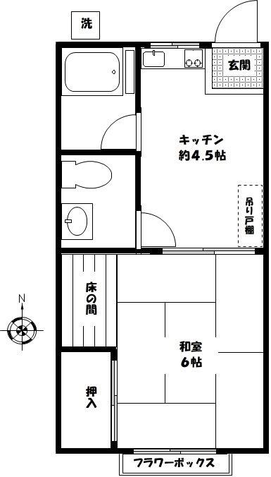古谷コーポ(1DK/1階)の間取り写真