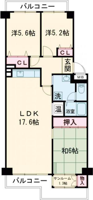 エバーグリーンポートアイランド5号棟(3LDK/5階)の間取り写真
