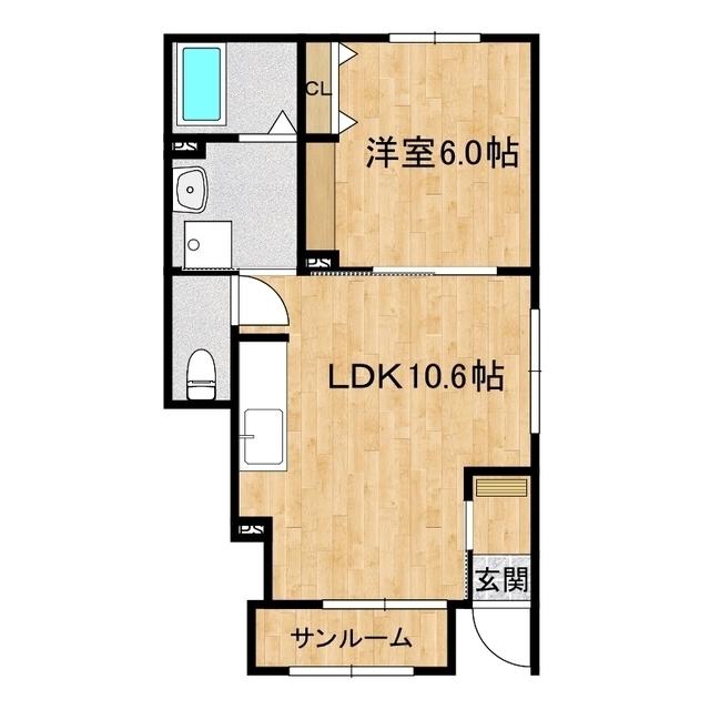 ニュークラシード(1LDK/1階)の間取り写真