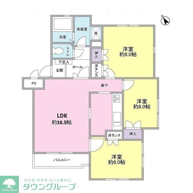 サンライズ松本 NO.3(3LDK/3階)の間取り写真