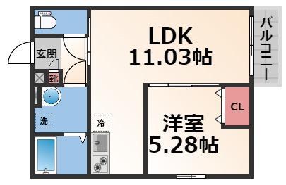 FERIO小路東(1LDK/1階)の間取り写真