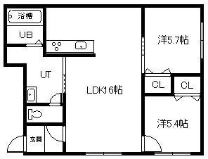 LUCE(2LDK/1階)の間取り写真