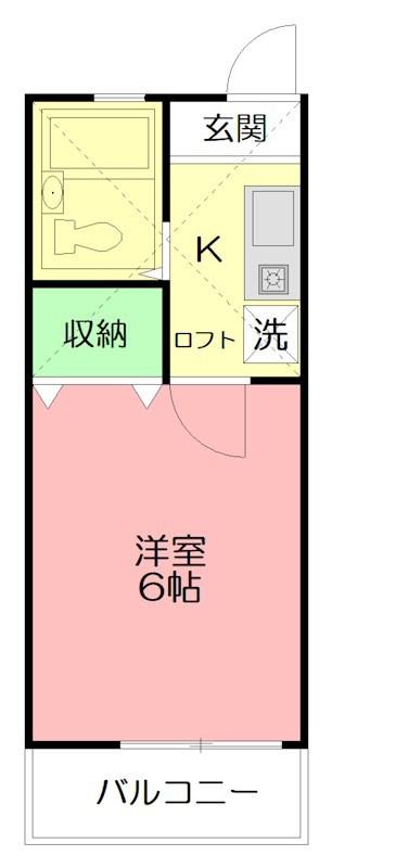 ラベンダー湘南III(1K/2階)の間取り写真
