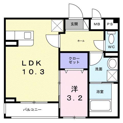 メゾン ド K 天神川(1LDK/2階)の間取り写真