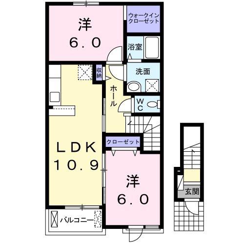 VELERO B(2LDK/2階)の間取り写真