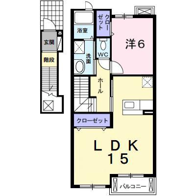 メゾンジェルメ(1LDK/2階)の間取り写真