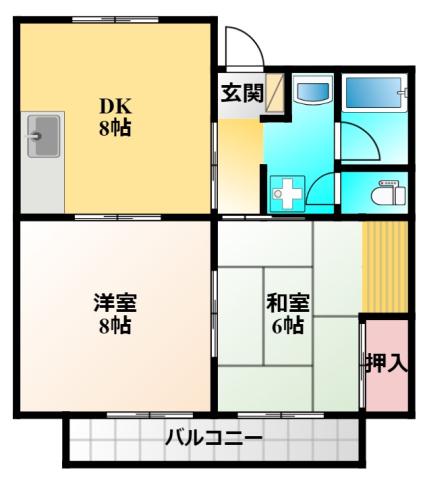 アベニュー泉(2DK/2階)の間取り写真
