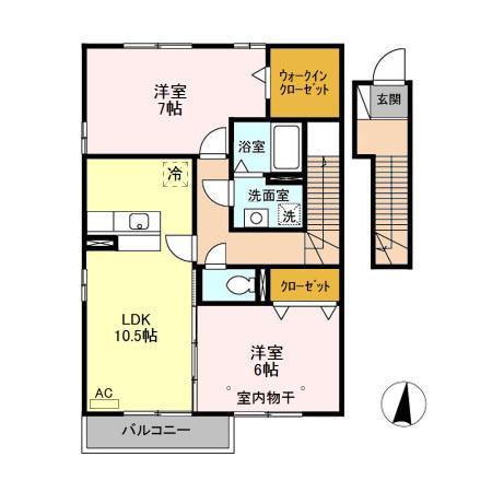 ライオンハーテッド(2LDK/2階)の間取り写真