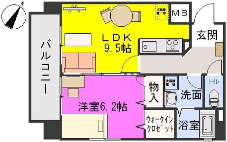 三川ビル(1LDK/7階)の間取り写真