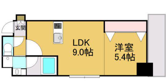 RAFFLE CHIHAYA(1LDK/7階)の間取り写真