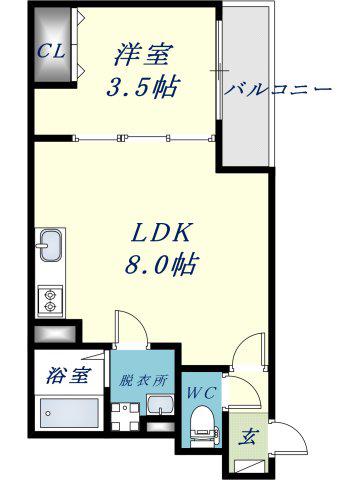 ディーポルタトラパ(1LDK/2階)の間取り写真