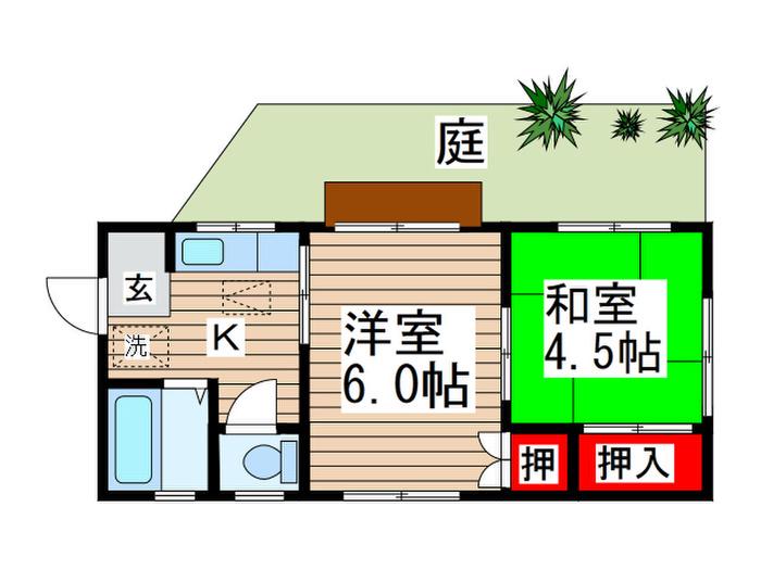 本町ドエル(2K/1階)の間取り写真