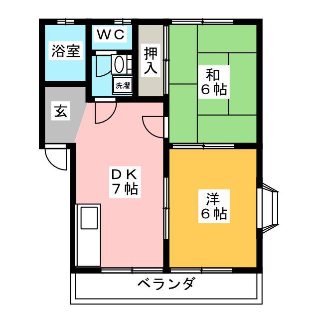 コーポゆあーず(2DK/2階)の間取り写真