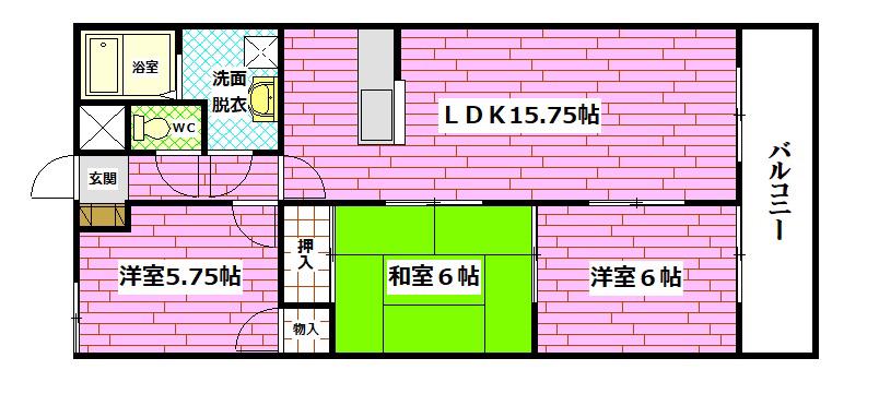 末田アパート(3LDK/1階)の間取り写真