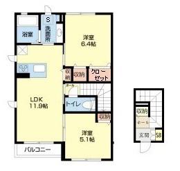 ル サントル(2LDK/2階)の間取り写真