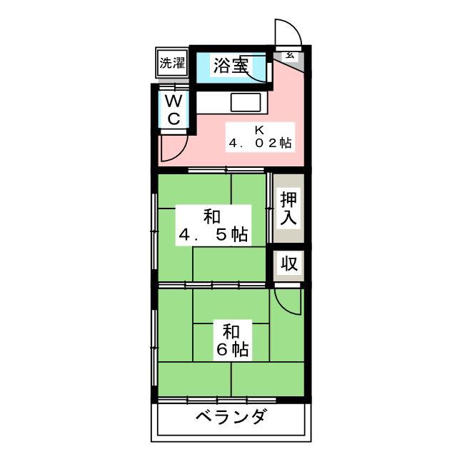 第二野島荘(2K/2階)の間取り写真