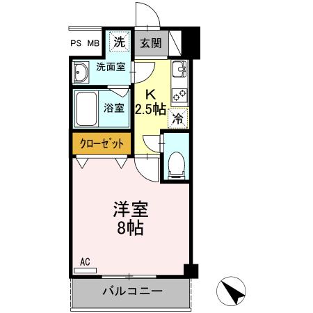 フローラ東戸塚(1K/4階)の間取り写真