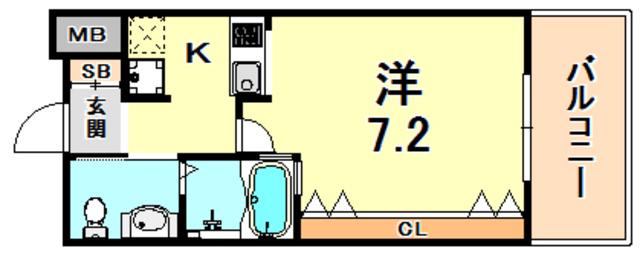 WOB六甲道(1K/6階)の間取り写真
