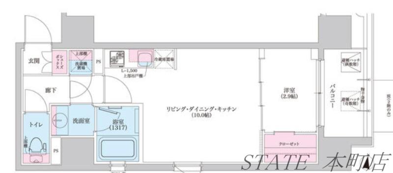 シーズンフラッツ阿波座(1LDK/11階)の間取り写真